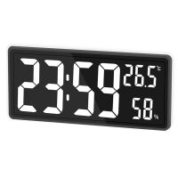 2X LED Digital Wall Clock, Large Digits Display,Indoor Temperature&amp;Humidity,for Farmhouse, Home,Classroom,Office White