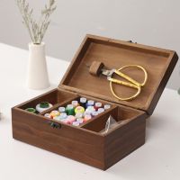 DIY Sewing Accessories Empty Basket Wooden Box Needle Thread Storage Case Sewing Kit Box Sewing Storage Case