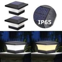 1pc/2pcs Solar Powered LED Post Deck Cap Square Fence Landscape Lamp Light Waterproof IP65 Landscape Lamp Garden veiw Decoration Outdoor Lighting