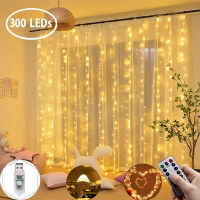 ?ผลิตภัณฑ์ของแท้ + จัดส่งฟรี?LED Garland String Light บนหน้าต่างตกแต่ง String Fairy Curtain Garlands Strip งานแต่งงานวันเกิดวันวาเลนไทน์ Party Lights