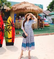 Chic No.9 - Boho V-Neck Lace Beach  เดรสโบฮีเมี่ยน เที่ยวทะเล ?ปัดซ้ายที่รูปเพื่อดูขนาดสินค้า