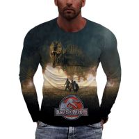 Ropa de manga larga para hombre y mujer, camisetas de gran tamaño con estampado 3D de la película Jurassic World, Moda de Primavera