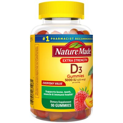 Nature Made วิตามินดี 3 แบบเคี้ยว Vitamin D3 Extra Stregth 5000IU 90 Gummies