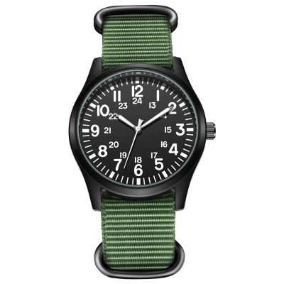 （A Decent035）Air Force FieldFabric Strap 24 Hours Display JapanMovement 42Mm Dial
