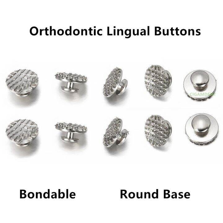 1 50Pcs Dental Orthodontic Lingual Buttons Bondable Round Base Mesh