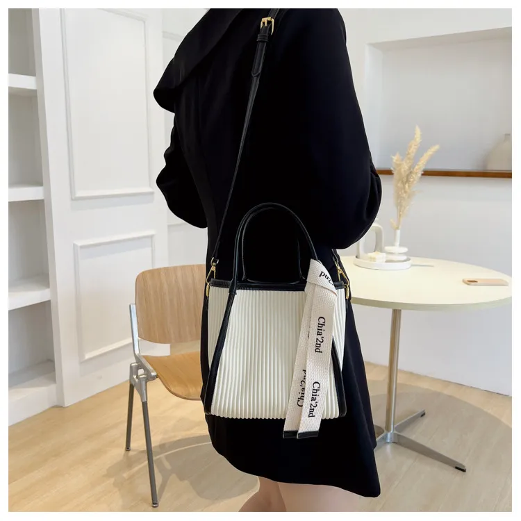 Bias Pleats Small Bag with Strap