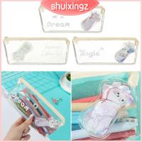 SHUIXINGZ กระเป๋าเครื่องสำอางถุงปากกาการ์ตูนกล่องดินสอ Tas Kosmetik ทรายดูดกากเพชรใสจัดเก็บของขวัญได้เยอะ