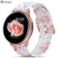 ┇✜﹉ 20mm Floral Bands for Samsung Galaxy Watch 5/4 40mm 44mm/Watch 4 ClassicTransparent Soft Silicone Strap for Amazfit GTS 4/GTS 3