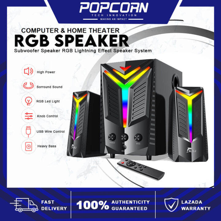 Popcorn 2.1 Bluetooth Home Theater Subwoofer Speaker RGB Lighting