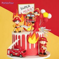 【CW】▣❆❐  Fireman Truck Birthday Decoration Firefighter banner for Childrens Day Kid Supplies Baking Gifts