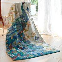 【CC】♨☁  Cotton Gauze for Adults Soft Skin-friendly Dry Large 90x180cm Birds Peacock Beach Wrap