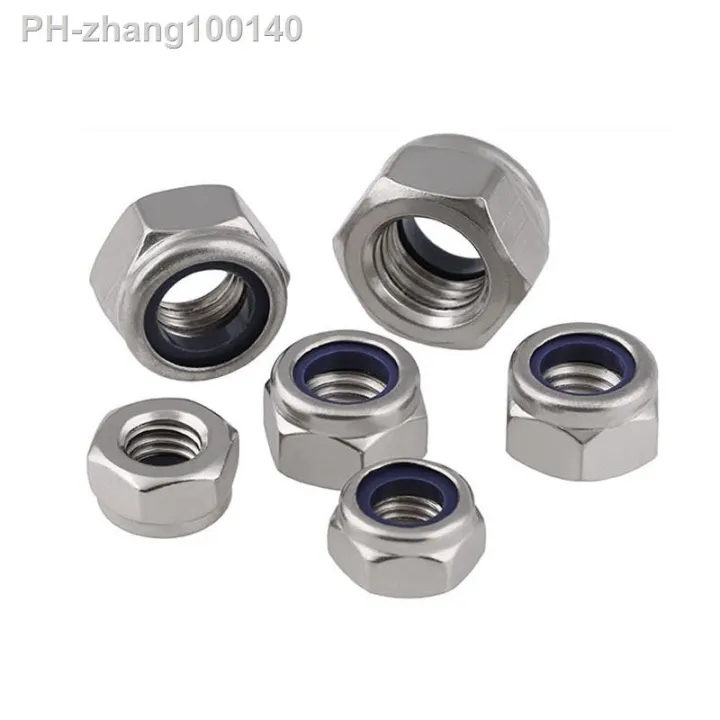 2-5-25pcs-m2-m2-5-m3-m4-m5-m6-m8-m10-m12-m16-304-stainless-steel-black-hex-nylon-insert-lock-nut-self-locking-nylock-nut-locknut