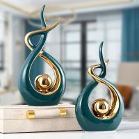 Luxurious Home Decoration Ceramic Abstract Art Figurines Ornaments Modern Living Room Office Decor Desk Figurines Crafts Gift