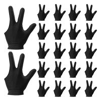 22 Pieces Billiard Gloves 3 Finger Cue Shooter Pool Gloves Sport Gloves For Women Men Both Left And Right HandBlack