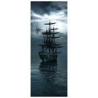 Pirate Ship สติกเกอร์ประตู Dawn Sea View 3D Wall Art ไวนิลภาพจิตรกรรมฝาผนัง Home Office Pecoration อะนิเมะโปสเตอร์วอลล์เปเปอร์77*200ซม.