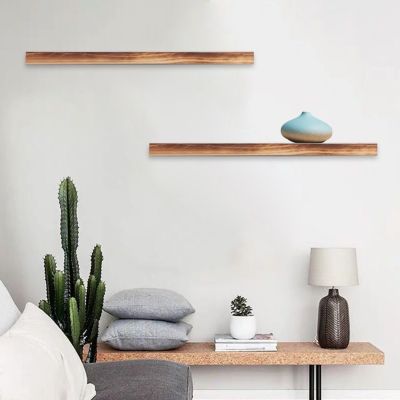 【CW】 Wall Mounted With Screws Bedroom Saving Wood Book Holder Storage Room Floating Shelf
