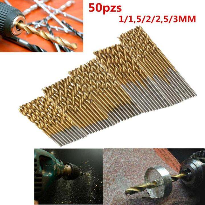 ชุดดอกสว่านขนาดเล็ก-ไฮสปีด-hss-เคลือบไทเทเนี่ยม-ขนาด-1-3-mm-50-pcs