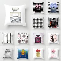 【CW】 New Hand Painted Flowers Perfume Bottles Cushion Cover Polyester Cotton 45X45CM Pillowcase Throw Covers