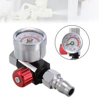 QDLJ-1/4" Mini Air Regulator Valve Tool Metal Air Regulator 1/4" Bsp Threads Tail Pressure Gauge W/ Nozzle For Spray Tool Mayitr