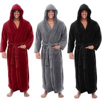 HOT★แฟชั่น Casual Mens เสื่อคลุมอาบน้ำ Flannel Robe V คอยาวเสื้อคู่ชาย Robe Plush Shawl Kimono Warm ชายเสื้อคลุมอาบน้ำเสื้อ