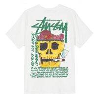 □ Pure cotton 100 Stuˉssˉy/Stuˉssˉy European and American fashion brand skull print short-sleeved T-shirt loose for men and women couples