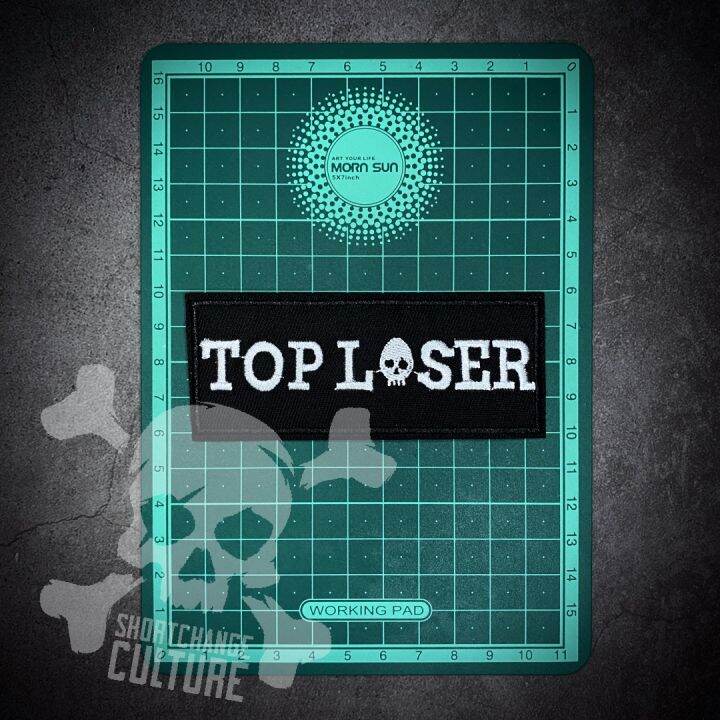 ตัวรีดติดเสื้อ-ตัวรีดลายปัก-อาร์มปัก-top-loser-patch-10cm-l-x4cm-w