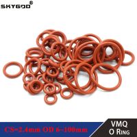 10Pcs VMQ O Ring Gasket CS 2.4mm OD 6 100mm Waterproof Washer Silicone Rubber Insulate Round O Shape Seal Red Food Grade