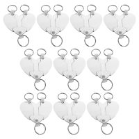 10 Sets Sublimation Heart Shaped Blanks MDF Board Thermal Transfer Keychain Ring