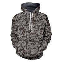 2023 style  Brand  Autumn Hoodies Black flower pattern 3D All Over Printed Mens Sweatshirt Unisex Pullover Mens Hoodie，can be customization