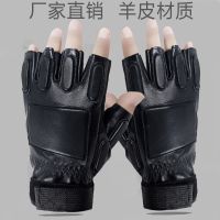 [COD] leather half-finger sheepskin mens driving sport suede palm design leisure fitness