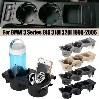 320I 318I E46รถสองรูสำหรับ Bmw 3ซีรีส์98-06 51168217953วางเครื่องดื่มถ้วยเหรียญกระเป๋าบรรจุคอนโซลศูนย์หน้ารถสองรู