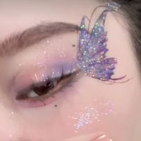 Glitter Butterfly Wings Tattoo Face Decoration Sticker Waterproof Shiny Eyes Body Art Fake Temporary Tattoos Women Makeup Tool