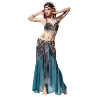 ATS Proffesional Bellydance เซ็กซี่ Belly Dance เครื่องแต่งกาย Performance Girl ชุดเส้นด้ายกระโปรงนกยูงทีวีแสดงเต้นรำเสื้อผ้า...