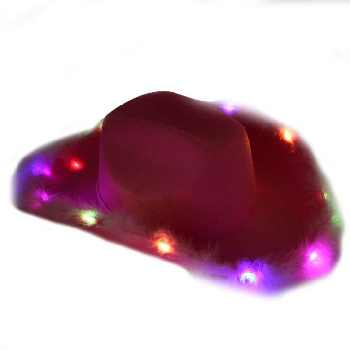 Feather Cowboy Hat Light Up Cowboy Hat LED Cowgirl Hat Bachelorette