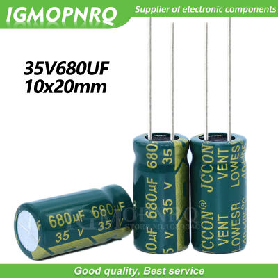 10ชิ้น35V680UF 10*20มิลลิเมตร igmopnrq อลูมิเนียมตัวเก็บประจุด้วยไฟฟ้าสูงบ่อยความต้านทานต่ำ10x20mm