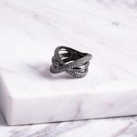 SWAN - Monochrome Magic Cross Ring แหวนเงินแท้ ฝังเพชรคิวบิกเซอร์โคเนีย cubic zirconia