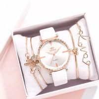 5pcs Set Top Style Fashion Womens Watch Luxury Leather Band Analog Quartz WristWatch Ladies Watch Women Dress Relogio Mujer