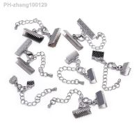 5pcs/lot Stainless Steel Textured End Caps Crimp Clasps Lobster Clasps Extension Chain Leather Cord Connector For Jewelry Making