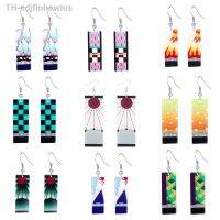 【hot】∏✓℡  Quente anime brincos para demon slayer tanjiro nezuko cosplay adereços jóias accessores dupla face acrílico charme unisex fãs presente