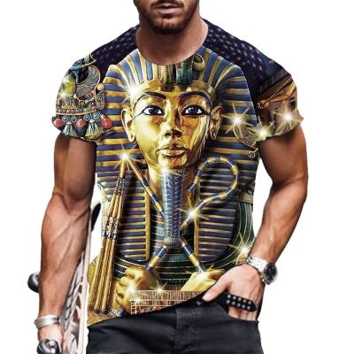 2023 New Fashion Retro Style T-shirt Egyptian Elements 3D Printing Casual Breathable T-shirt Men And Women Funny Short Sleeves