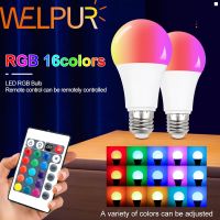 [HOT QQZIWWUJJWG 104] RGB โคมไฟหลอดไฟ LED RGB W E27ที่มีสีสันสมาร์ทเปลี่ยนแสง7W12W15W เมจิกที่มี24Key การควบคุมระยะไกลสำหรับห้องพักตกแต่งบ้าน