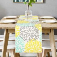 【LZ】✙✈♦  Spring and Summer Flower Table Runner Yellow Table Runner Kitchen Catering Decoration Family Party Decoration Table Runner