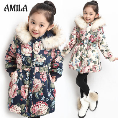 AMILA เสื้อผ้าฝ้ายหญิง,เสื้อผ้าฤดูหนาวหญิง,เอว,เสื้อผ้าฝ้ายดอกไม้,เสื้อโค้ทเด็ก