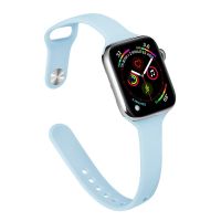 สายบางสำหรับสายคาด Apple Watch 44มม. 40มม. 38มม. 42มม. Ultra 49มม. สร้อยข้อมือซิลิโคน Correa IWatch Series 6 Se 5 4 3 7 8 45มม. 41มม.