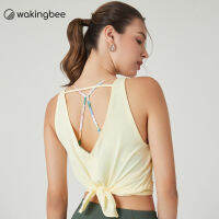 Wakingbee Split Back Cover (Mango) เสื้อคลุมออกกำลังกาย ใส่ทับสปอร์ตบรา ผ่าหลัง ผูกได้ สีพาสเทลสวย ผ้าแห้งไว