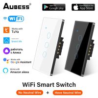 Aubess WiFi US Smart Switch 1/2/3/4 Gang Light Switch Wall Switch Tuya Smart Life APP Control Support Alexa Google Home Power Points  Switches Savers