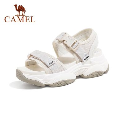 *Cameljeans รองเท้าผู้หญิงฤดูร้อนรองเท้าแตะแพลตฟอร์มหนา Soled Velcro รองเท้าแตะชายหาดนุ่ม Soled สบายๆ