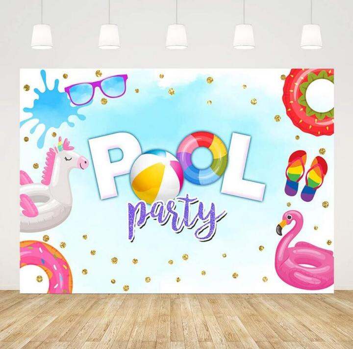 7x5ft Summer Pool Party Backdrop Swimming Bash Birthday Party ...