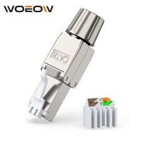 WoeoW RJ45 Cat6A Cat7 Cat8 Connectors Tool-Free Reusable Shielded Ethernet Termination Plugs for 23AWG SFTP UTP Cable