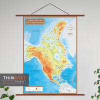 ภาพแขวนผนังชุดกายภาพทวีปอเมริกาเหนือ 2 ภาษา Physical Map of North America